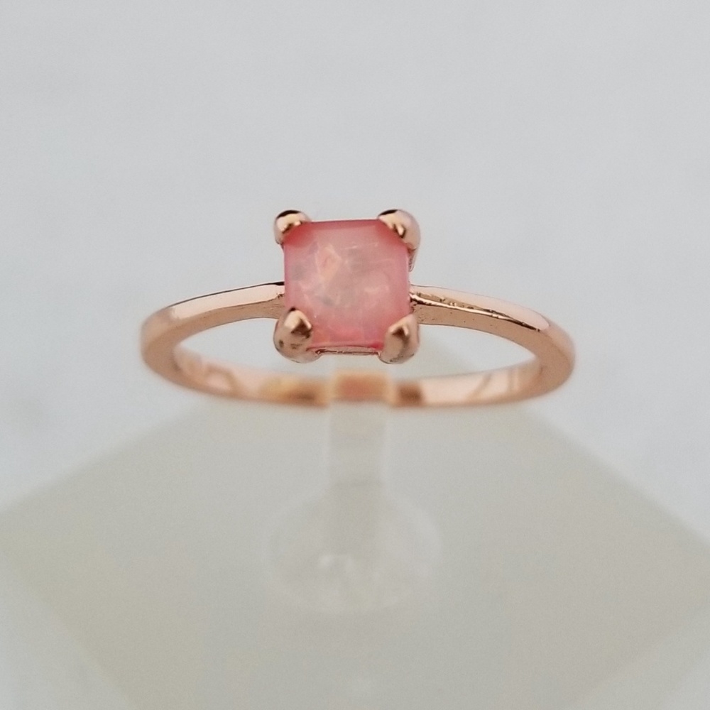 Delicate Rose Gold & Pink Opal Ring - Picture 1 of 8